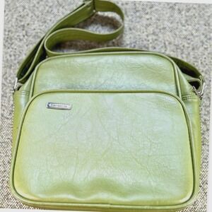 Samsonite Vintage Messenger Bag Lime Green Avocado Vinyl Shoulder Bag Unisex